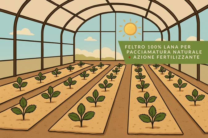 Telo per pacciamatura naturale orto, giardino e serre in feltro lana di pecora 100%